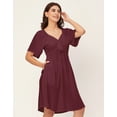 thumbnail image 2 of Moomaya Sweetheart Neck Solid Rayon Flared Dress - Women's Elegant Party Dress, 2 of 9