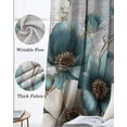 thumbnail image 3 of Teal Tulip Butterfly Blackout Curtains for Bedroom Living Room Darkening Curtains 84 Inch Length 2 Panels Set Beige Turquoise Floral Farmhouse Blue Window Curtain Window Treatment Drapes 42"x84", 3 of 9