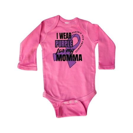 

Inktastic Chronic Pain I Wear Purple For My Momma Gift Baby Boy or Baby Girl Long Sleeve Bodysuit