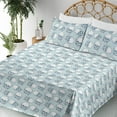 thumbnail image 3 of Ambesonne Skull Fitted & Flat Sheet with Sham 3 Pcs Set, Sketchy Skeleton Heads Print, Twin XL, White and Sky Blue, 3 of 5