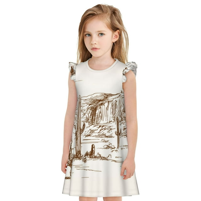 Vsdgher Chemises de Nuit Western Desert Cowboys pour Filles Manches Courtes à Volants Robe de Nuit Pyjama pour Fête Pyjama-TTG