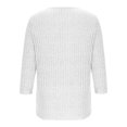 thumbnail image 7 of Zylanna Women's Pullover Sweaters, Heart Print Crew Neck Ribbed Knit 3/4 Sleeve Loose Tops for Women White, 7 of 7