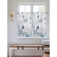 thumbnail image 6 of Kitchen Curtains 54 Inches length, Blue Coastal Window Treatment Curtain Drapes, Summer Beach Turtle Coral Starfish Jellyfish Thermal Insulated Drapes for Basement Hotel RV, 42"x54", 2 Panels, 6 of 7