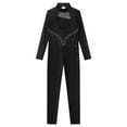 thumbnail image 4 of iEFiEL Girls Juniors Mesh Long Sleeve Shiny Rhinestone Decor Dance Gymnastics Jumpsuit, 4 of 5