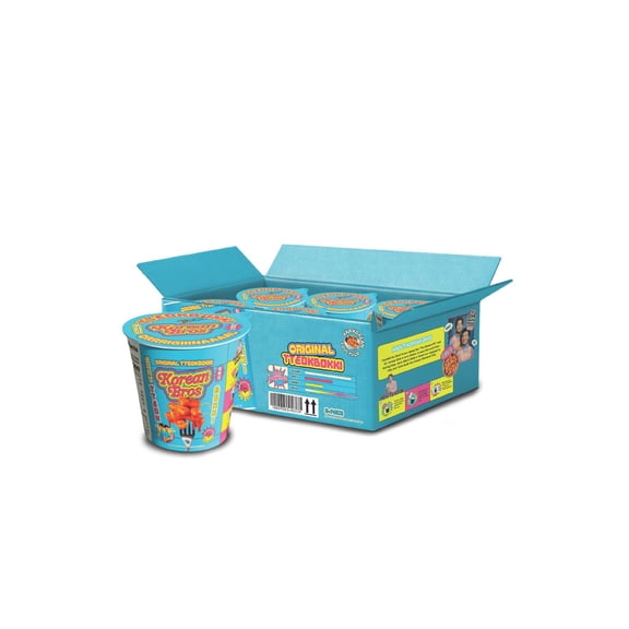 Korean Bros Original Tteokbokki Cups (6 Pack) - Instant Tteokbokki Rice Cakes, Korean Street-Style Snack or Meal