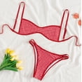 thumbnail image 4 of NMMUED Bathing Suits for Women Two Piece Bikini Set Gingham Plaid Swimsuits Checkered High Cut Bottom Swimwear Chic Summer Vacation Tropical Cruise Beachwear Outfits Red S, 4 of 7