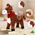 thumbnail image 3 of Tereitr Rocking Horse Toy for Kids, Plush Ride-On with Wooden Rockers & Interactive Sounds, Moving Mouth, Max Weight 50kg (110 lbs) (Dark Brown Small), 3 of 10