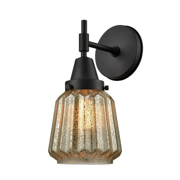 447-1W-BK-G146 Innovations Lighting Chatham - 1 Light Wall Sconce-12 Inches Tall and 7 Inches Wide-Matte Black Finish-Mercury Glass Color