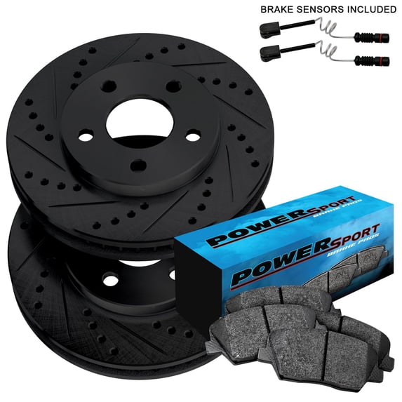 PowerSport Front Brakes and Rotors Kit |Front Brake Pads| Brake Rotors and Pads| Ceramic Brake Pads and Rotors |fits 1996-2004 Mercedes-Benz C230, C280, E300, SLK230