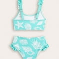 thumbnail image 4 of Girls Beachwear Summer Shell Print Split Swimsuit Playful Bikini Cute for Little Fashionistas Blue 3 Years-4 Years, 4 of 6