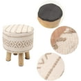 thumbnail image 6 of REDEARTH Foot Stool -Handmade Wooden 4 Legs Tufted Seat Footrest for Living Room, Bedroom, Nursery, kidsroom, Patio, Gym; 100% Cotton (16"x14"x14"; Geometric Craft Taupe), 6 of 9