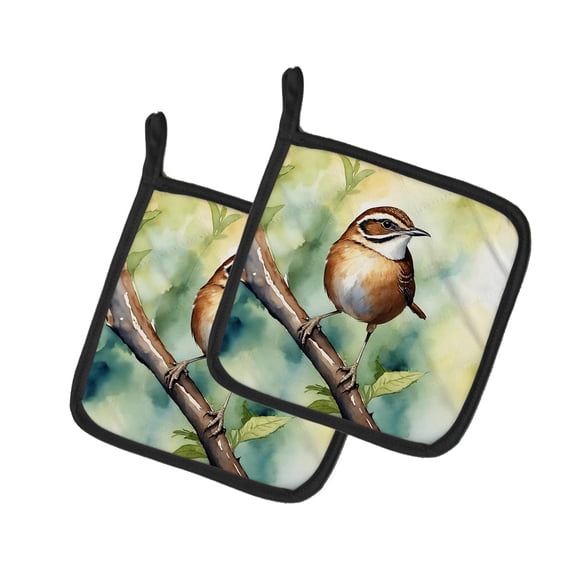 Carolines Treasures DAC7480PTHD 7.5 x 7.5 in. South Carolina Wren Pot Holders - Set of 2