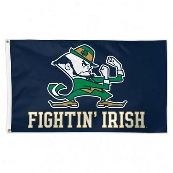 Wraft 3208502227 3 x 5 in. NCAA Notre Dame Fighting Irish Deluxe Style Leprchaun Fighting Irish Design Flag
