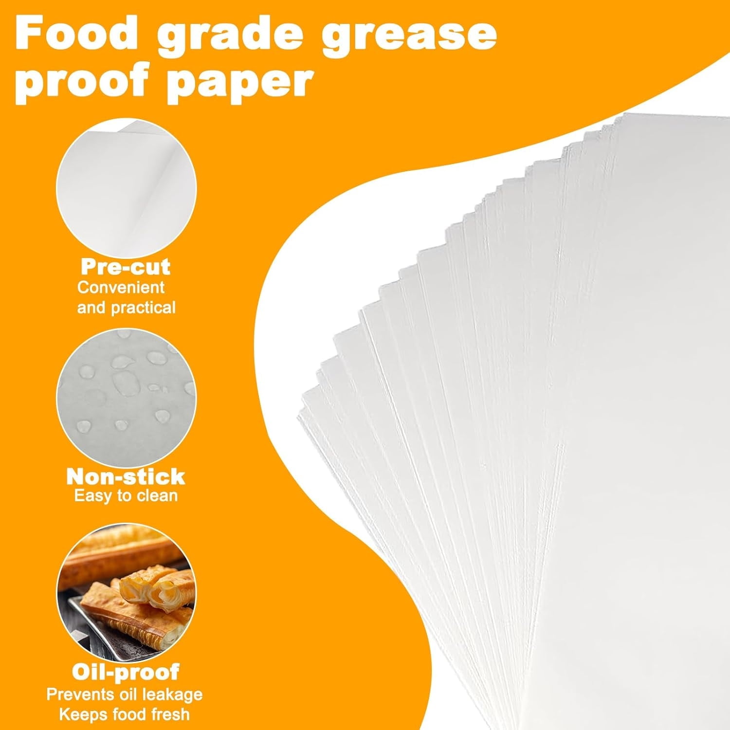 100 Pcs Deli Paper Sheets Parchment Paper Pre-Cut Baking Parchment Non-Stick Cookie Baking Paper Disposable Paper Sheets for Food Grease Resistant Sandwich Wrapping Paper,25x35cm,White,Topboutique