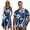 Blue Plumeria Polynesian, variant on Haiti Flag Couple Matching Outfits Lightweight Husband and Wife Clothing Washable Mens Shirts Casual with Soft Fabric Fashionable Fit for Outdoor Picnic