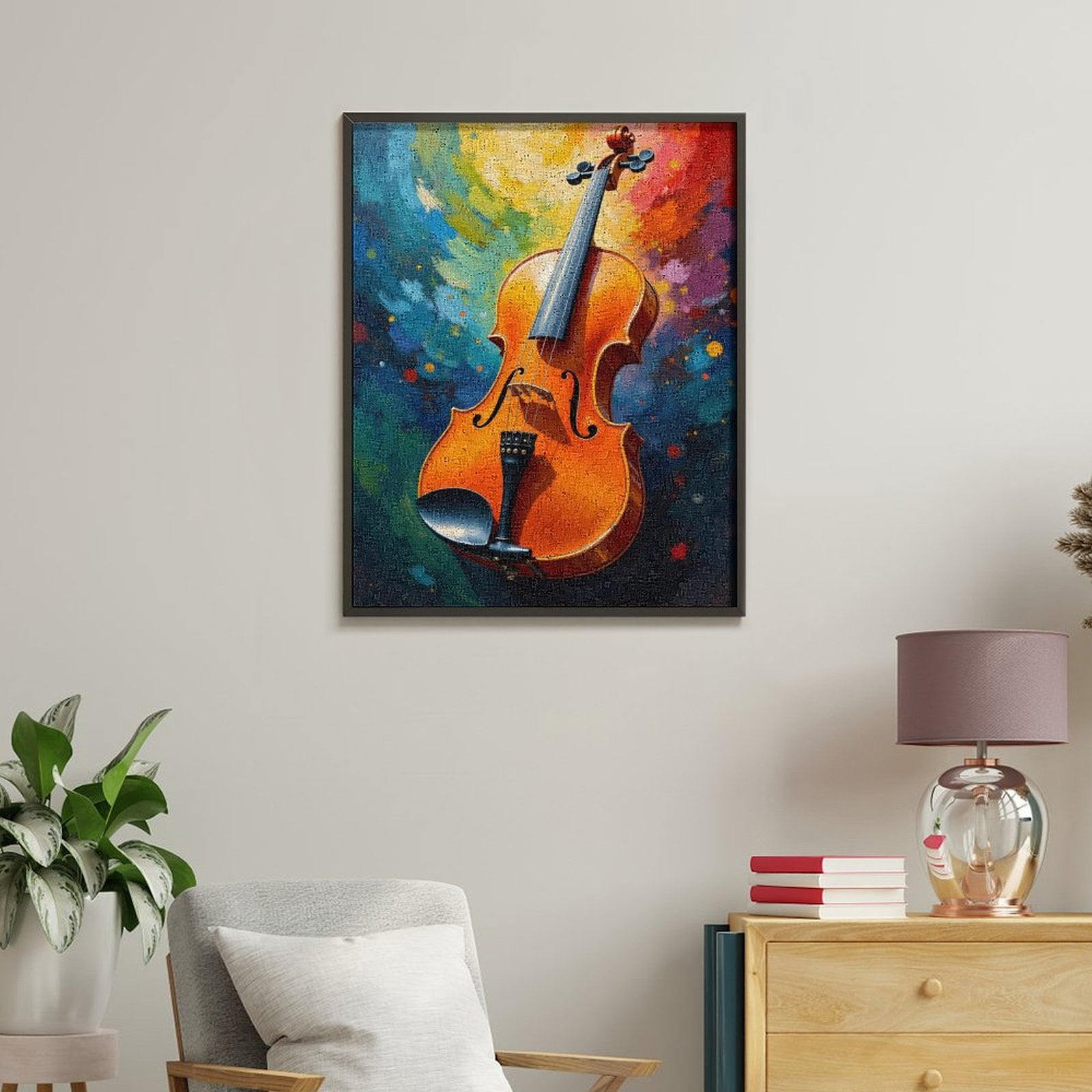 Paint by Numbers Kit for Adults, Vibrant Violin Abstract Canvas Art Paint by Numbers, Easy Paint by Numbers Kit for Adults Beginner, DIY Adult Paint by Number Kits on Canvas, Home Decor