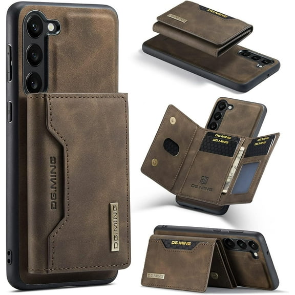 2 in 1 Detachable Leather Phone Cases for Samsung Galaxy S23 5G Case Wallet with Card Holder Men 6.1'' (Coffee,S23)