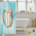 thumbnail image 3 of Beach Theme Shower Curtain 72" Wx72 L,Cute Starfish Shell Bathroom Shower Curtain Sets,Ombre Coastal Ocean Theme Bath Curtain,Heart Pattern Fabric Shower Curtain Farmhouse Decor,Blue, 3 of 6