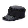 thumbnail image 3 of Men's Real Cowhide Leather Flat Cap with Earflaps, Genuine Winter Hat, 3 of 7