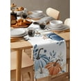 thumbnail image 6 of Thanksgiving Table Runner 120 Inches Long for Dining Table Decor,Blue White Pumpkin Eucalyptus Autumn Burlap Linen Farmhouse Table Runner Coffee Table Runners Dresser Scarf for Kitchen Party Holiday, 6 of 8