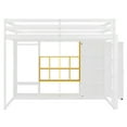 thumbnail image 4 of Full Size Wood Loft Bed with Wardrobe, shelves and Cabinet, White+Yellow, 4 of 9