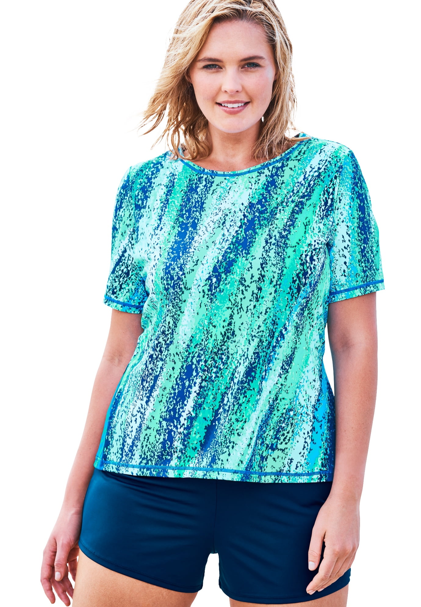 women plus size swim shirts