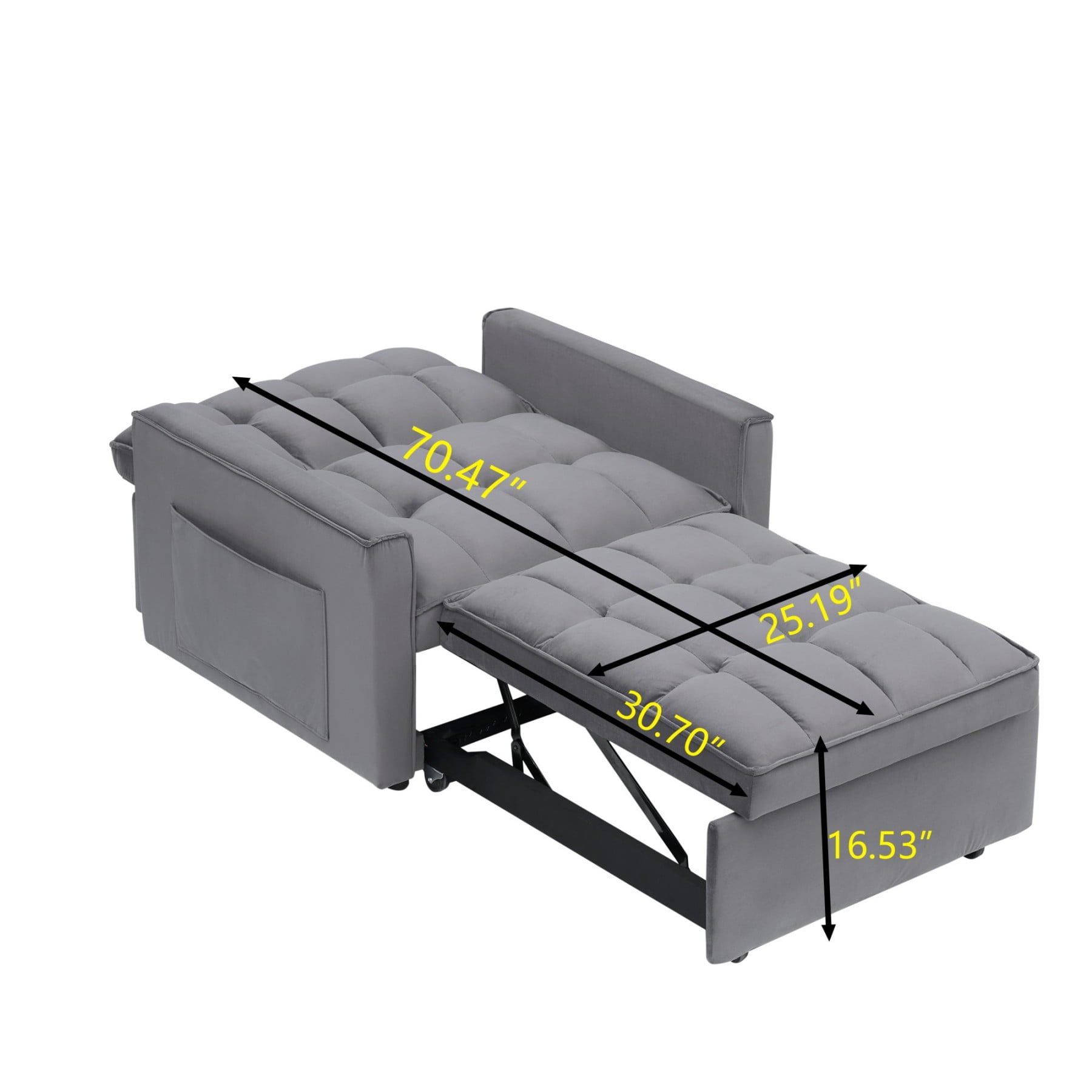 3-in-1 Convertible Sofa Bed Chair, Adjustable Recliner Sleeper Couch for Small Spaces Living Room Office, Grey
