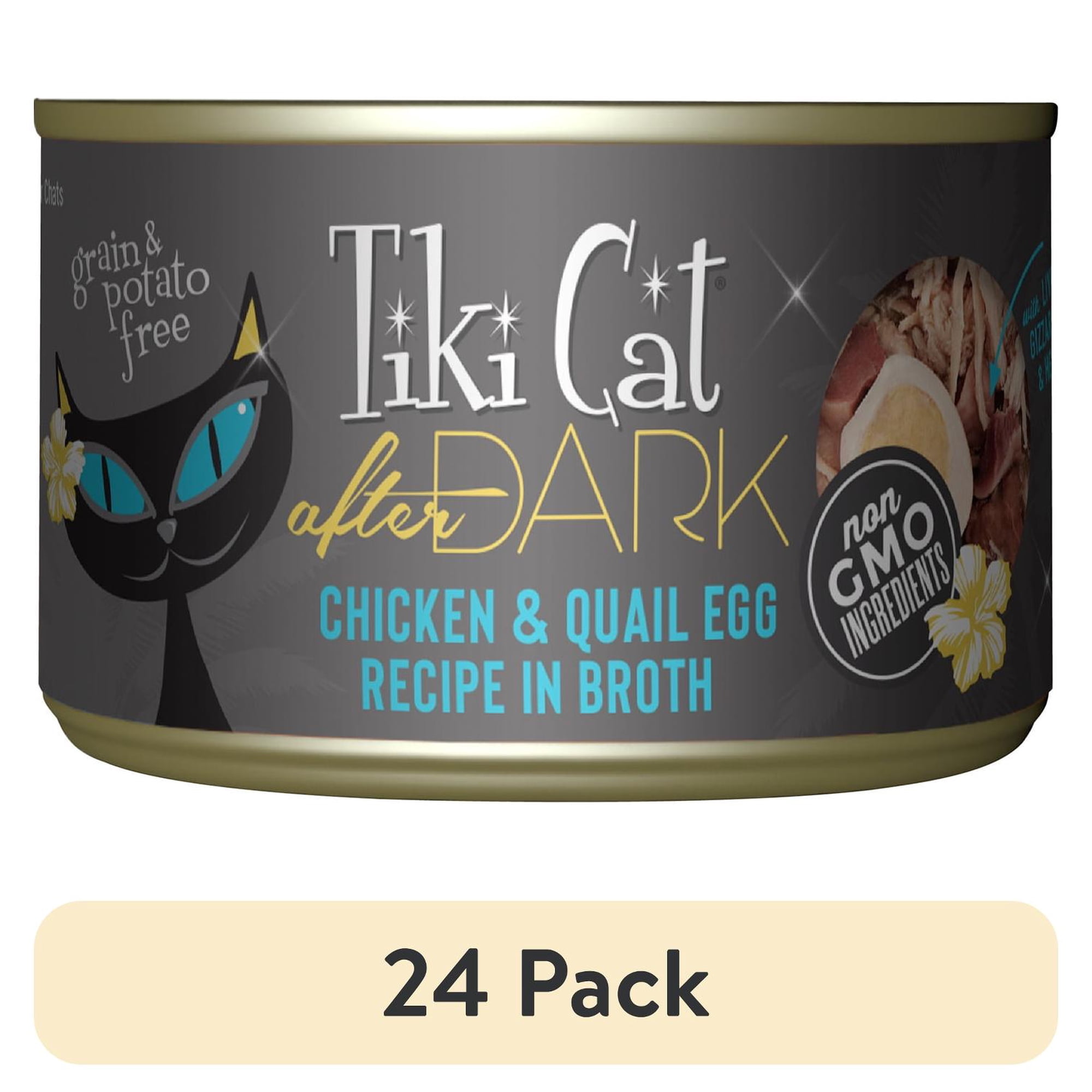 (24 pack) Tiki Cat After Dark Whole Foods Wet Cat Food, Chicken & Quail Egg, 5.5 oz. Can