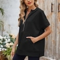 thumbnail image 4 of SWSMCLT Women's Short Sleeve Shirt Elasthane Hoodies Cozy Hooded Date Crew Neck Billowy Holiday Light Pull Over Kangaroo Pocket Black X-Large, 4 of 5