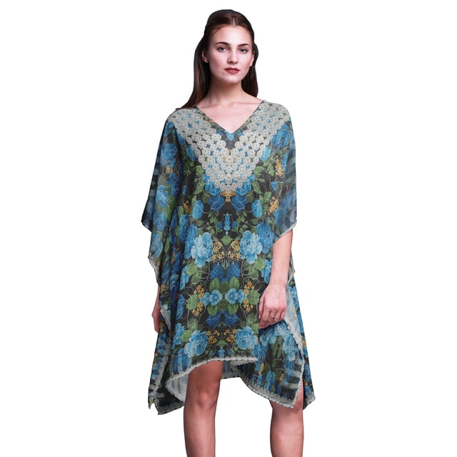 Phagun Caftan Court Robe Midi Plage Maillot de Bain par-Dessus Kaftan pour Femmes-TG-3X