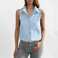 thumbnail image 2 of Linen Sleeveless Button-Down Shirt for Women, Casual Dressy Collared Vest Top, Loose Fit, [Color], [Size], 2 of 6