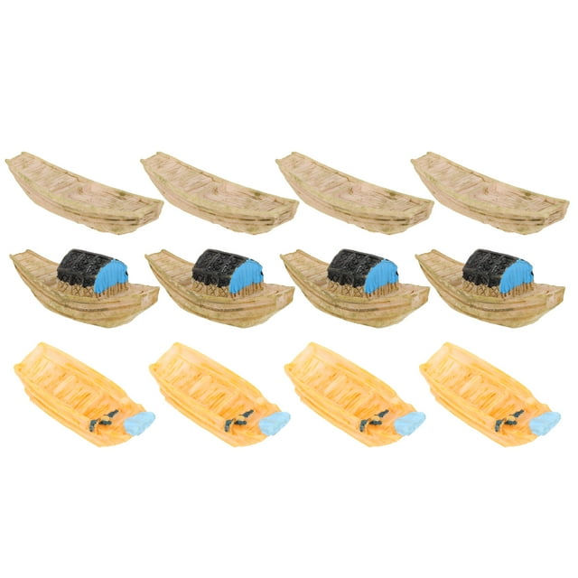 Miangastore Miniature Creative Fishing Boat Statues Assorted Color Resin 12Pcs 2x0.39in