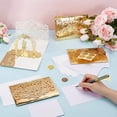 thumbnail image 3 of 4 Set Laser Cut Wedding Invitations Card 3D Tri-Fold Bride And Groom Lace Greeting Card with Envelope Gold 125x180x2mm, 3 of 5