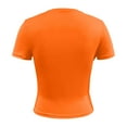 thumbnail image 4 of FINALGANG Womens Solid Color Crewneck Short Sleeve Crop Top Stretchy Slim Fit Casual Basic Tees For Summer Workout Daily Wear Orange XL, 4 of 5