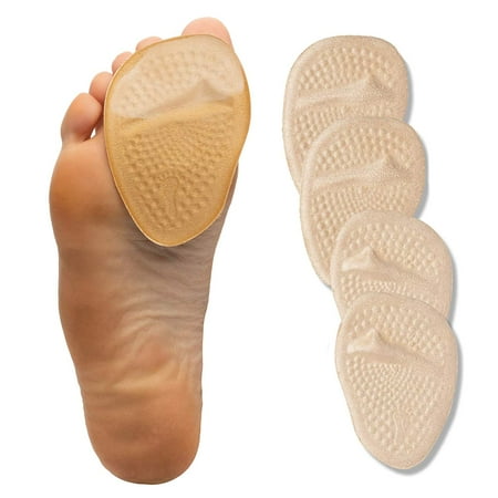 Foot Petals Heels - ZenToes Ball of Foot Gel Pads Pack of 4 Fabric Covered Cushion Inserts for High Heels | Metatarsal Pads | Adhesive Shoe Insoles to Relieve Forefoot Pain