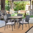 thumbnail image 7 of Aden Outdoor 5 Piece Acacia Wood and Wicker Dining Set with Cushions, Gray, Gray, 7 of 7