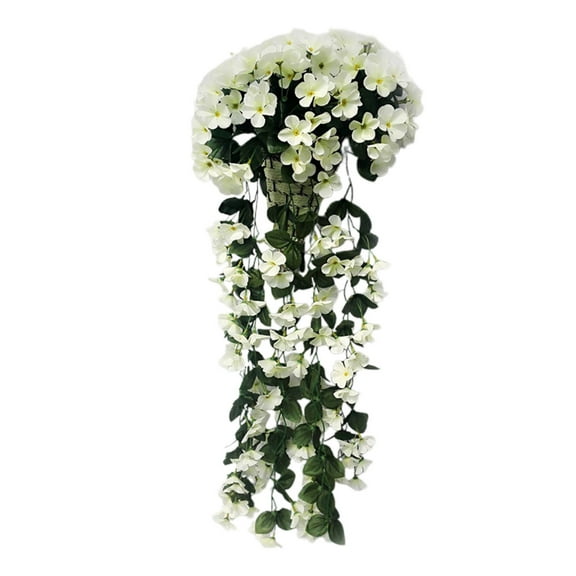 JoyMoreHome Artificial Hanging Flower Basket and Chlorophytum Silk Vine Flower for Outdoor Indoor UV Resistant Faux Hanging Planter Flower Pot