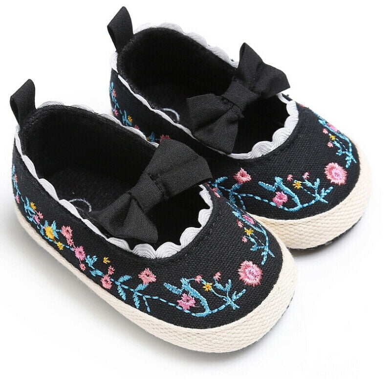 Infant Baby Baby Girl Shoes Embroidery Soft Crib Anti-Slip Floral Single Sneaker