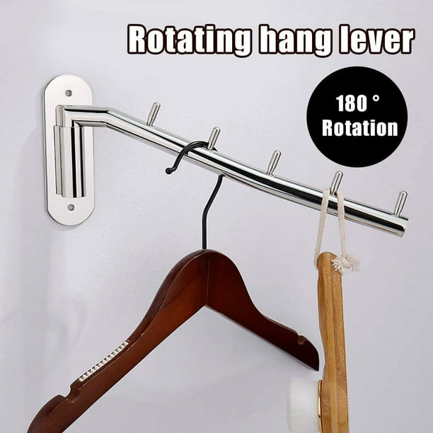 Perchero plegable de pared para colgar ropa ganchos de acero inoxidable para ropa con soporte para brazo oscilante organizador de almacenamiento de ropa y barra de armario paquete de 2 oso de fresa