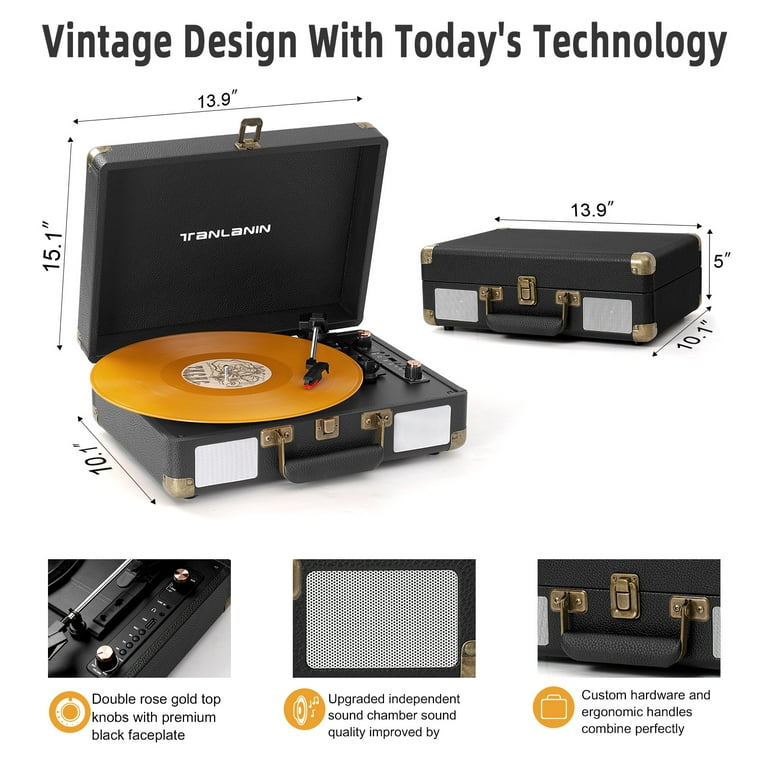 Bluetooth Speaker Small Record Player Speakers Vintage Pink