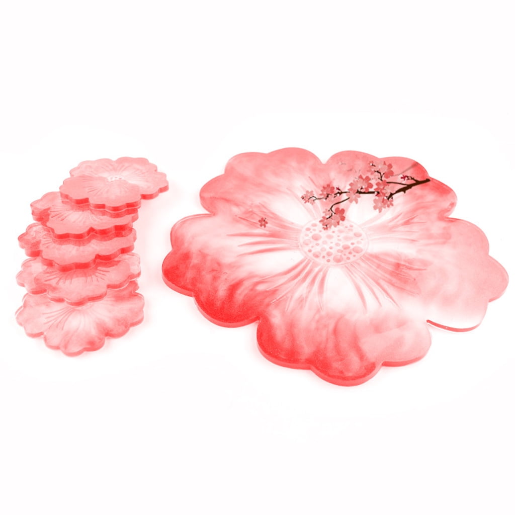 Silicone Resin Flower Shape Tray Mold Flower Shape Geode Platter Epoxy Resin Casting Molds for Making Home Decor Gift