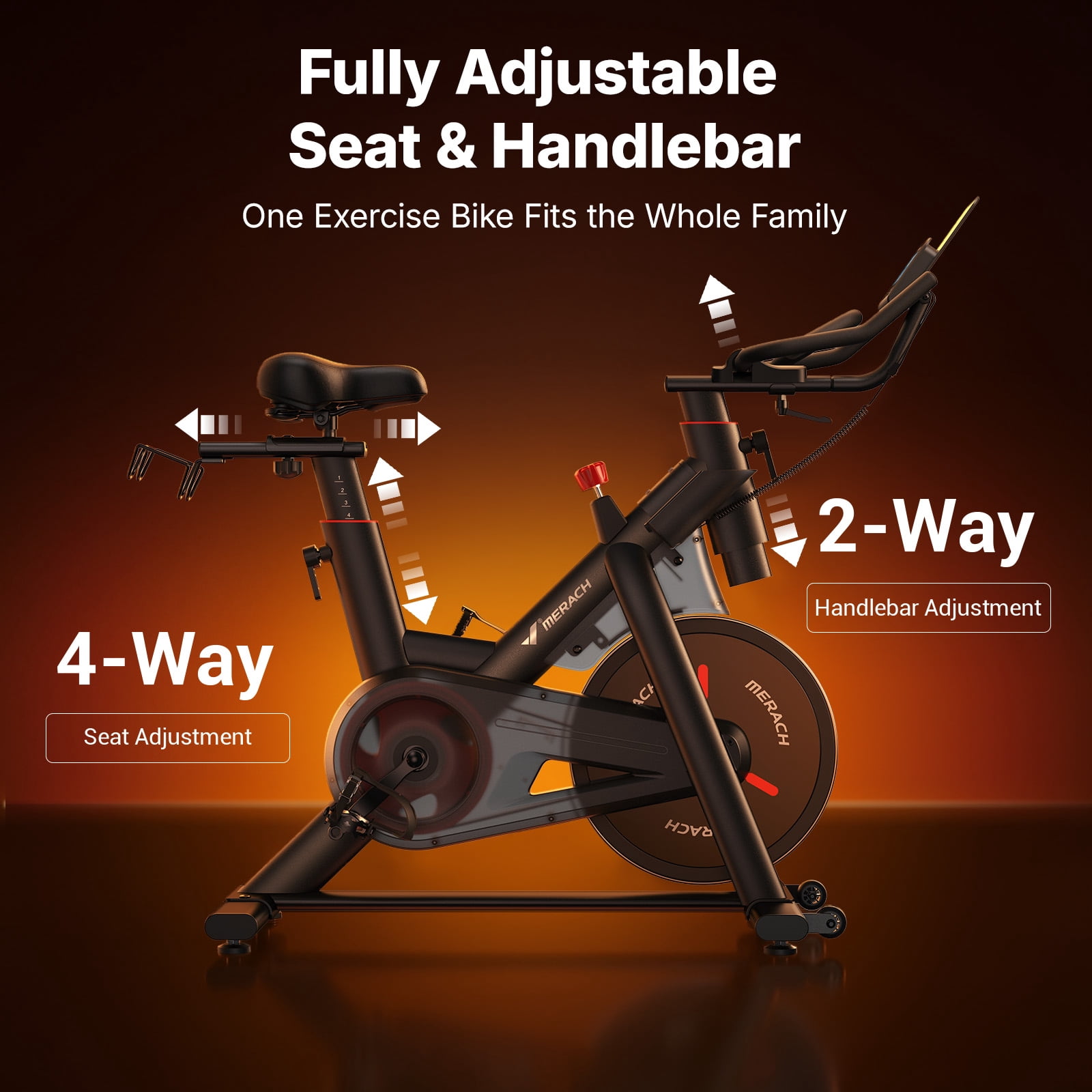MERACH Exercise Bike with Self-Generating Power, 16-Level Electric Magnetic Resistance, 40LBS Flywheel, Bluetooth App Control, 350LBS Capacity Indoor Cycling Bike with Adjustable Seat & Handlebars
