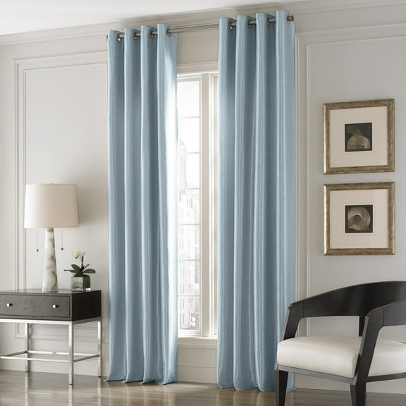 Valeron Lustre Solid 95-Inch Window Curtain Panel in Blue