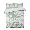 thumbnail image 2 of Quilts Twin XL Size, Sage Green Octopus Coastal Soft Comforter Bedding Set for Bed, Nautical Coral Starfish Lightweight Quilted Bedspread with Pillow Cover(2 Pieces) for All Season, 68x98 Inch, 2 of 6