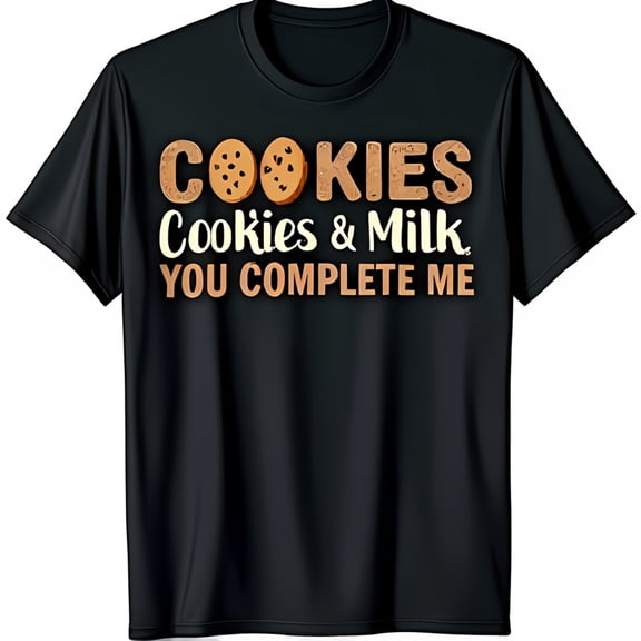 Funny Black T-Shirt with COOKIES Cookies & YOU COMPLETE ME Graphic