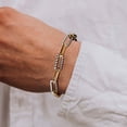 thumbnail image 5 of Women Two Tone Paperclip Chain Bracelet, 18K Gold Plated Stainless Steel Adjustable Chain Bracelet, Chunky Stackable Layered Decoration Jewelry Commemorative with You Accessories Trendy Best for Gift, 5 of 6