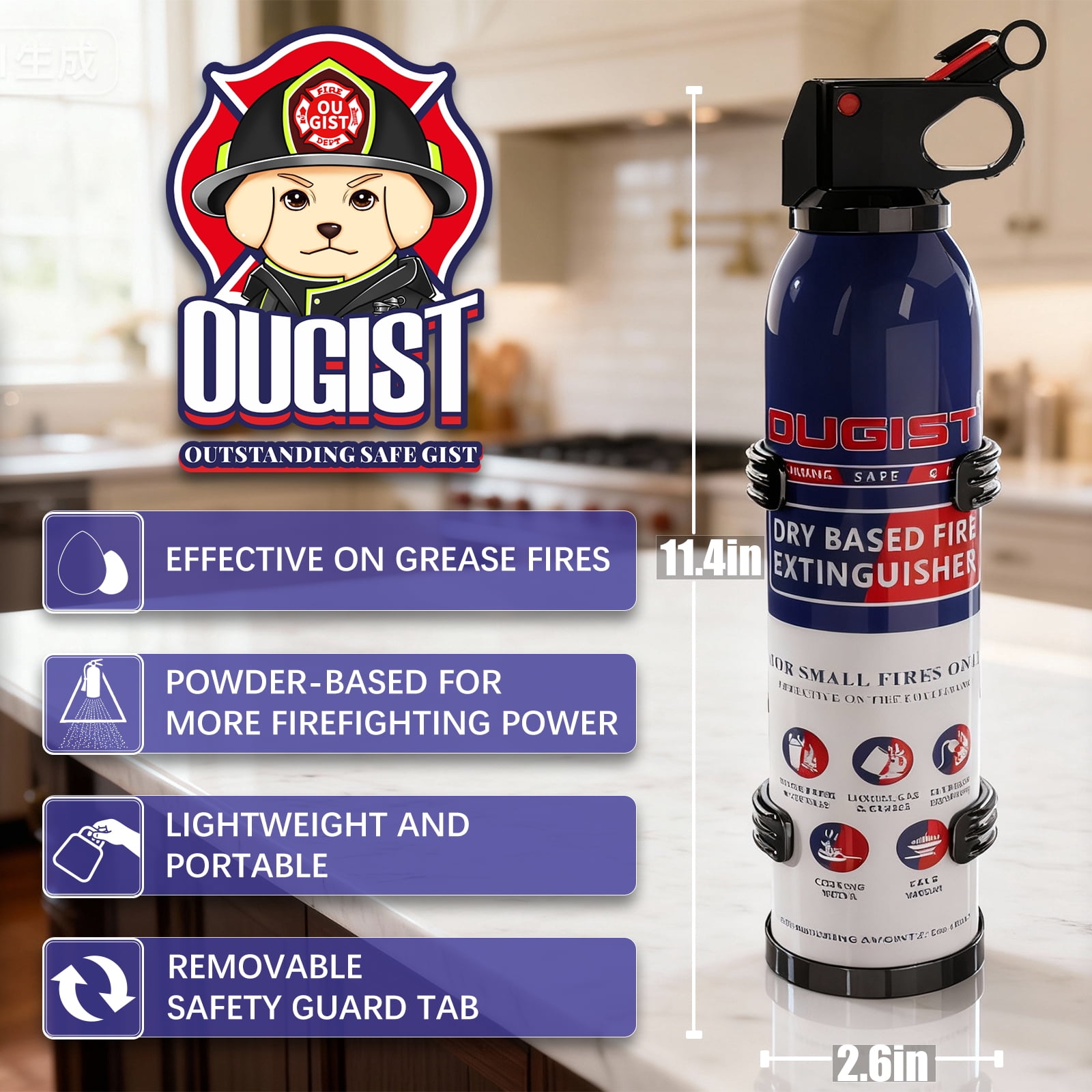 OUGIST Small Fire Extinguisher for Home Kitchen and Car with Mounting Bracket, 2 Pack