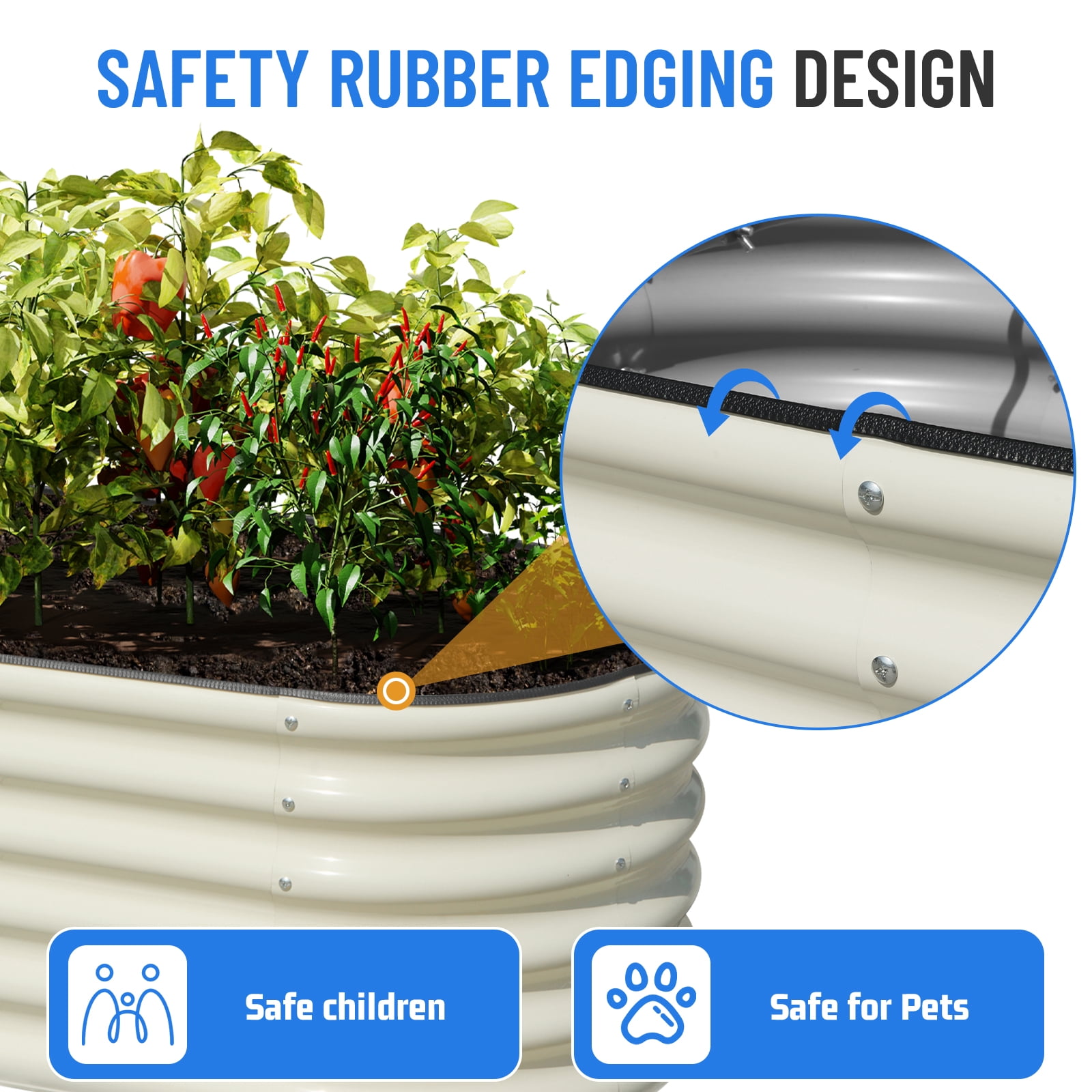 SnugNiture 2-Pack 4x2x1.5 ft Galvanized Raised Garden Bed, Outdoor Metal Planter Box for Vegetables, White