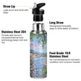thumbnail image 3 of Yayeee 20oz Insulated Water Bottle Double Wall Stainless Steel with Flip Straw Lid, Blue Floral Window, 3 of 7
