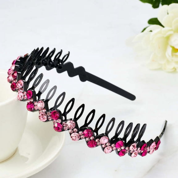 GIRACOA 10-Pack Rhinestone Headbands for Women - Sparkly Z-Shape Crystal Tooth Comb Hairbands - Non-Slip Wavy Woven Headband for Thick & Thin Hair - Multi-Color Party & Daily Hair Accessories